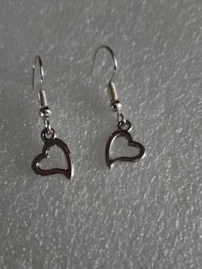 Hand Crafted Silver Heart Dangle Earrings
